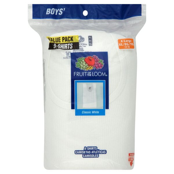 Fruit of the Loom A-Shirts, Boys', X-Large, Classic White, 5 shirts at Kmart.com