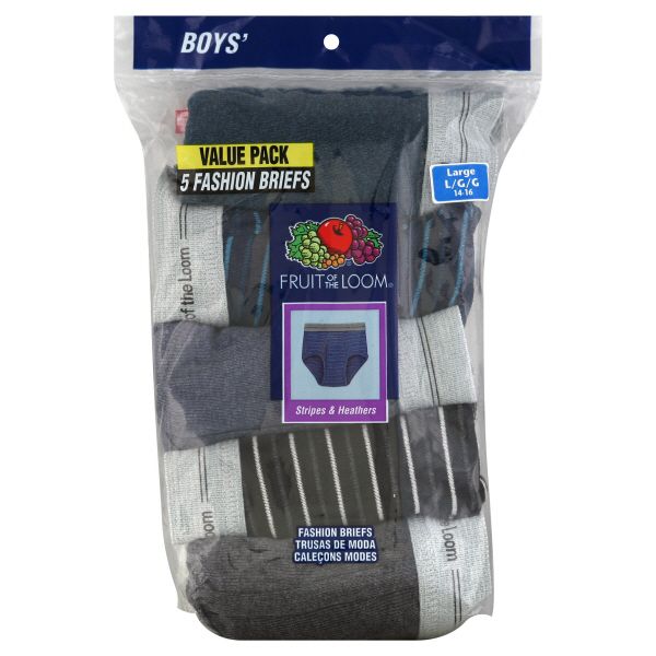 Fruit of the Loom Fashion Briefs, Boys', Large 14-16, 5 briefs at Kmart.com