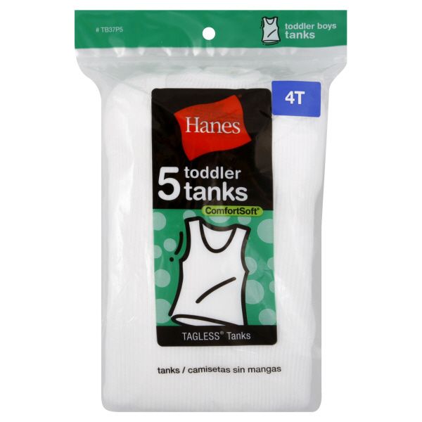 Hanes Tagless Tanks, Toddler Boys, 4T, 5 tanks at Kmart.com