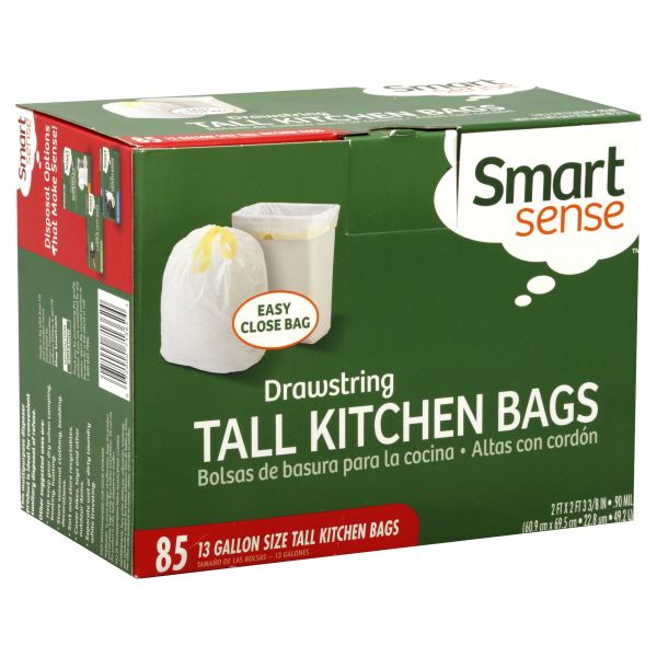 Smart Sense Tall Kitchen Bags, Drawstring, 13 Gallon Size, 85 bags at Kmart.com