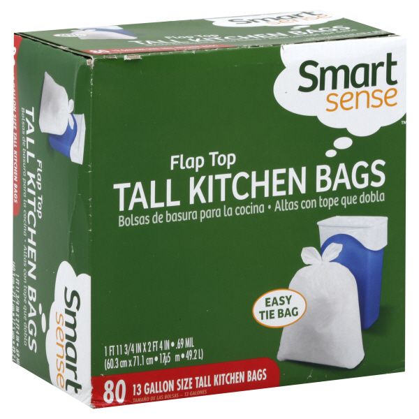 Smart Sense Tall Kitchen Bags, Flap Top, 13 Gallon Size, 80 bags at Kmart.com
