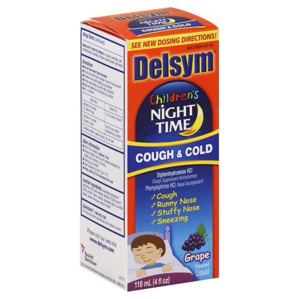Delsym Children's Cough & Cold, Night Time, Grape Flavored Liquid, 4 fl oz (118 ml) at Kmart.com