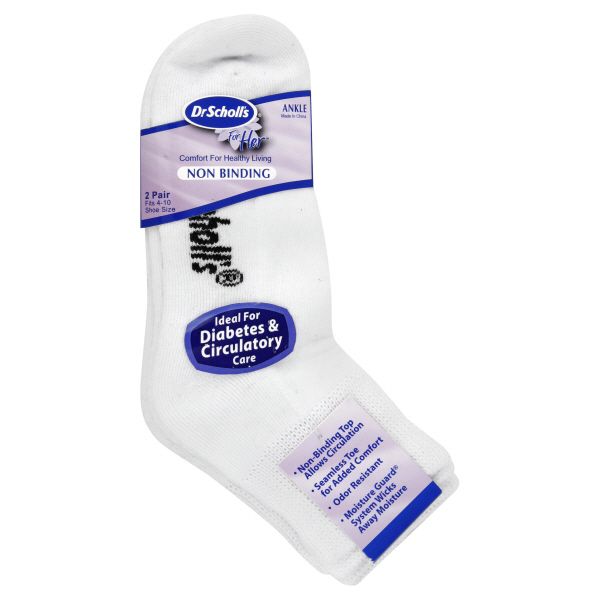 Dr. Scholl's For Her Socks, Ankle, Size 9-11, White, 2 pair at Sears.com