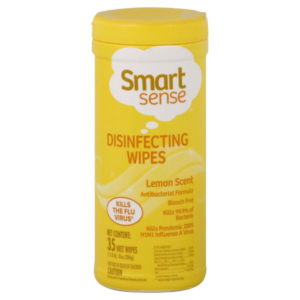 Smart Sense Disinfecting Wipes, Lemon Scent,