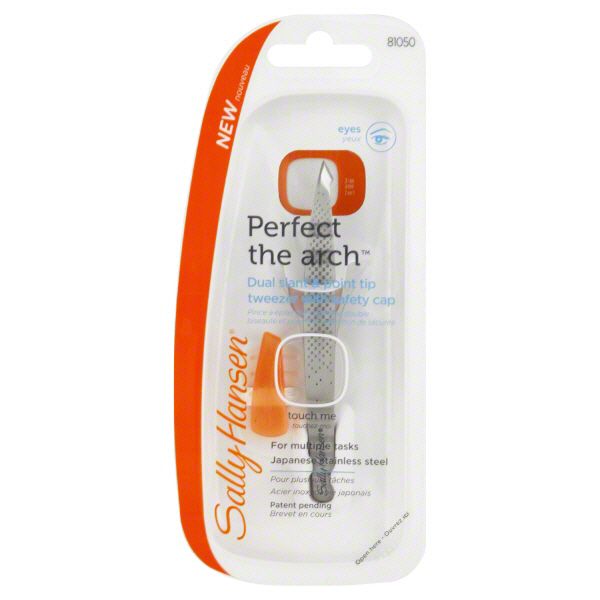 Sally Hansen Tweezers, Dual Slant & Point Tip, with Safety Cap, Perfect the Arch, 1 pair