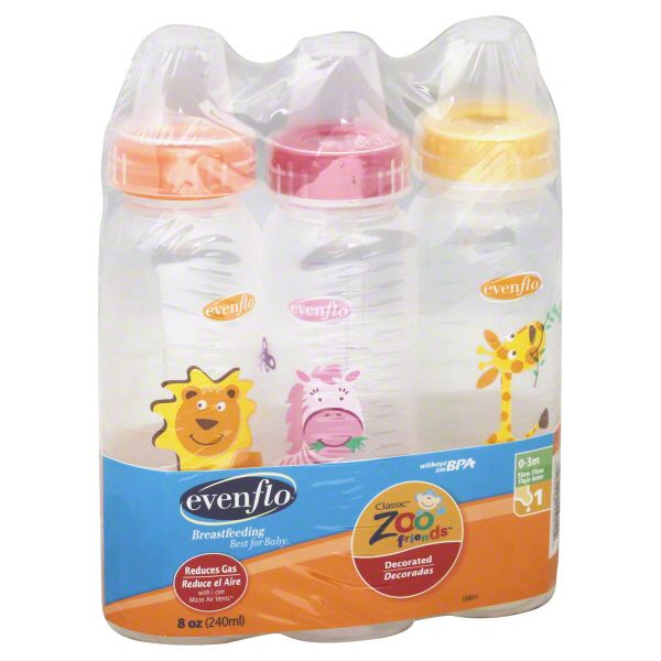 Evenflo Classic Zoo Friends Bottles, Slow Flow, Decorated, 8 oz, 1 (0-3 M), 3 bottles at Kmart.com