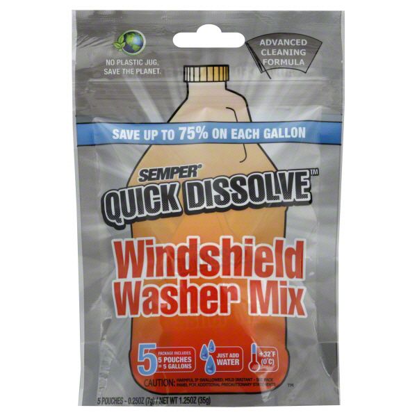 Semper Windshield Washer Mix, Advanced Cleaning Formula, 5 - 0.25 oz (7 g) pouches [1.25 oz (35 g)] at Kmart.com