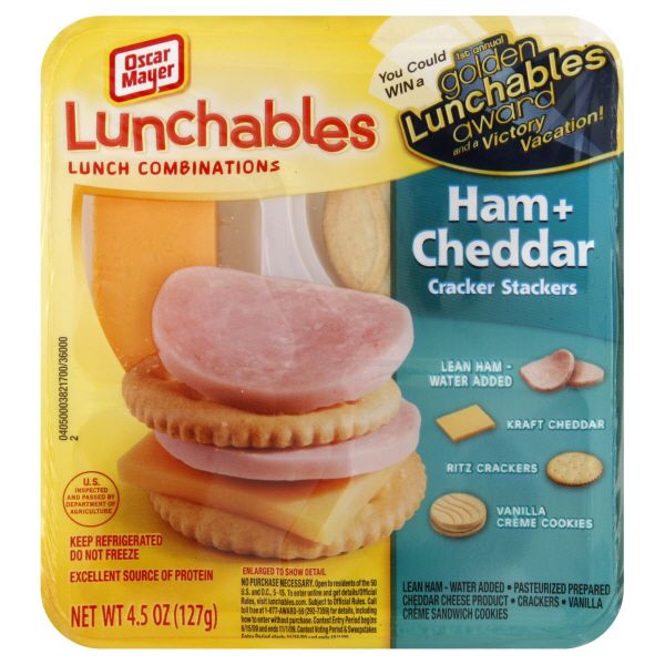 Lunchables Cracker Stackers Lunch Combinations, Ham & Cheddar, 1 kit [4 ...