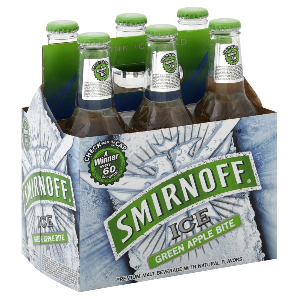 Smirnoff Ice Malt Beverage, Green Apple Bite, 6 - 11.2 fl oz bottles ...