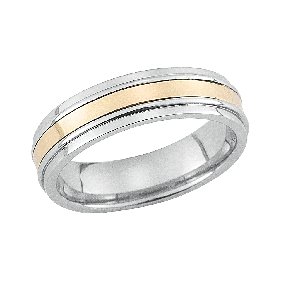 Stainless Steel And 10K Gold Mens Band Ring   Jewelry   Wedding 