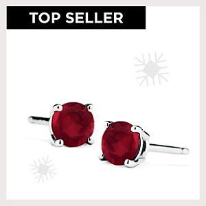 1/2 Carat Natural 4MM Ruby Stud Earrings in .925 Sterling Silver