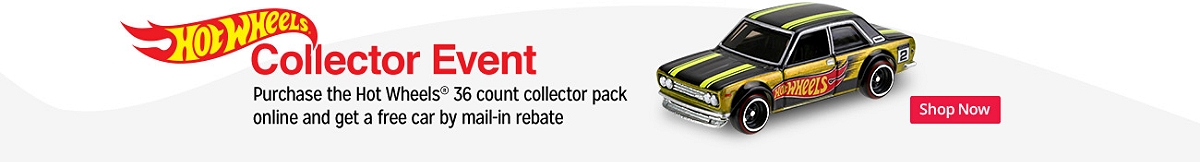 Hot Wheels Collector Event | Purchase the Hot Wheels&reg; 36 count collector pack online and get a free car by mail-in rebate | Shop Now