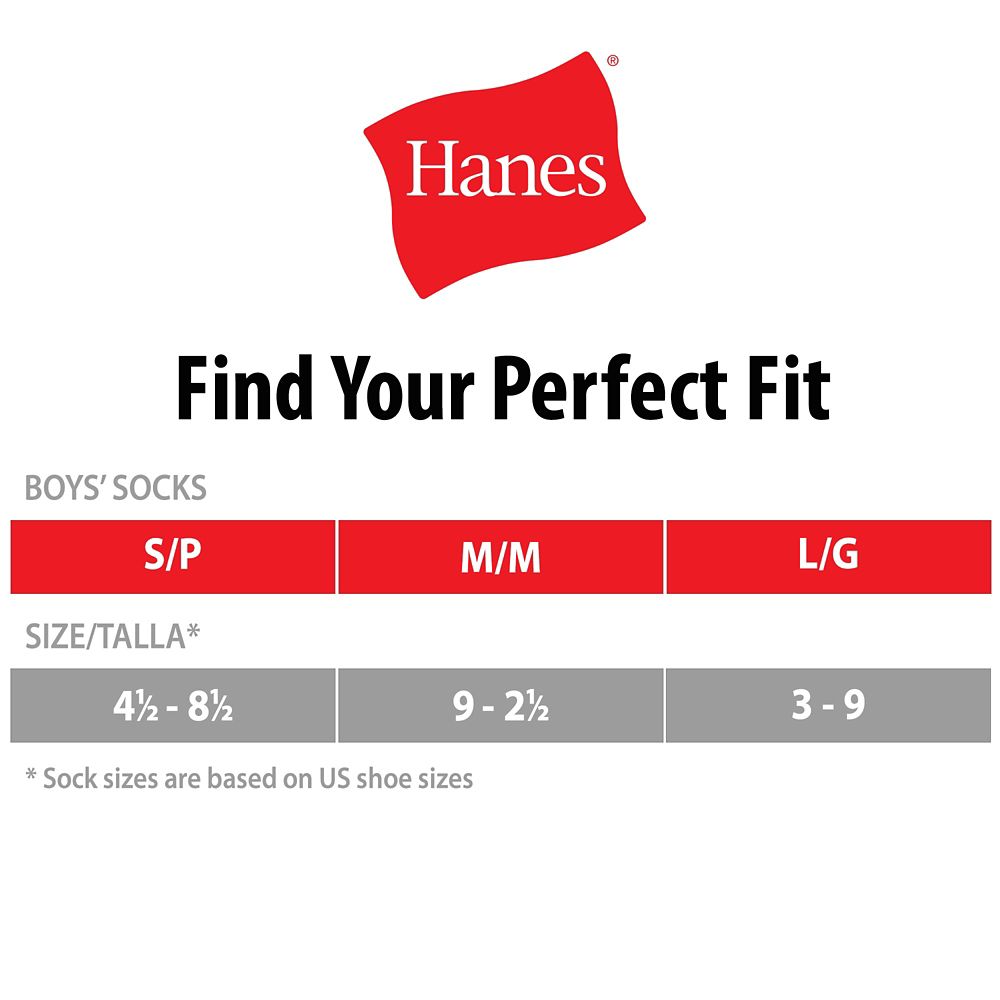 Sears Boys Hanes Socks Size Chart Sears