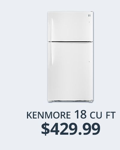 Kenmore 18 cu ft Refrigerator; $429.99