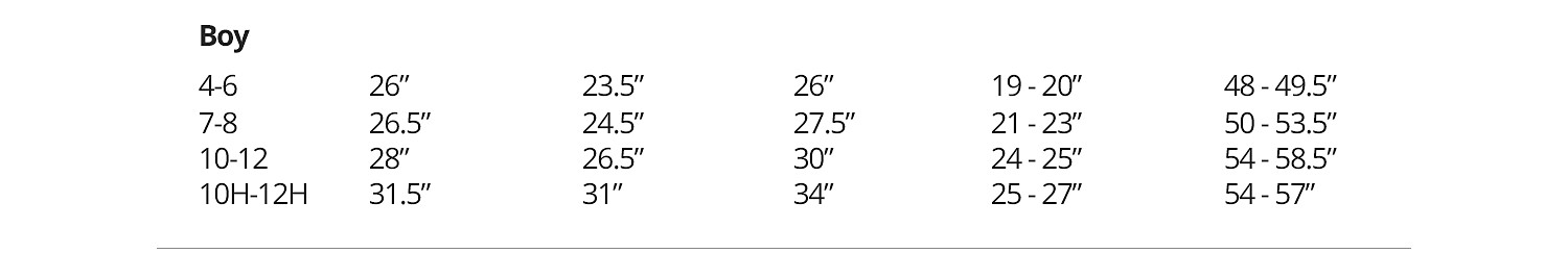 Kmart Boys Clothing Size Chart