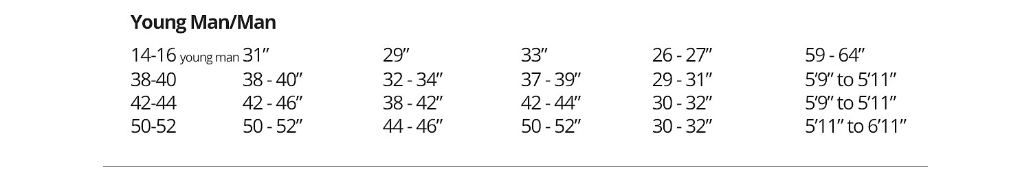 Sears Clothing Size Chart