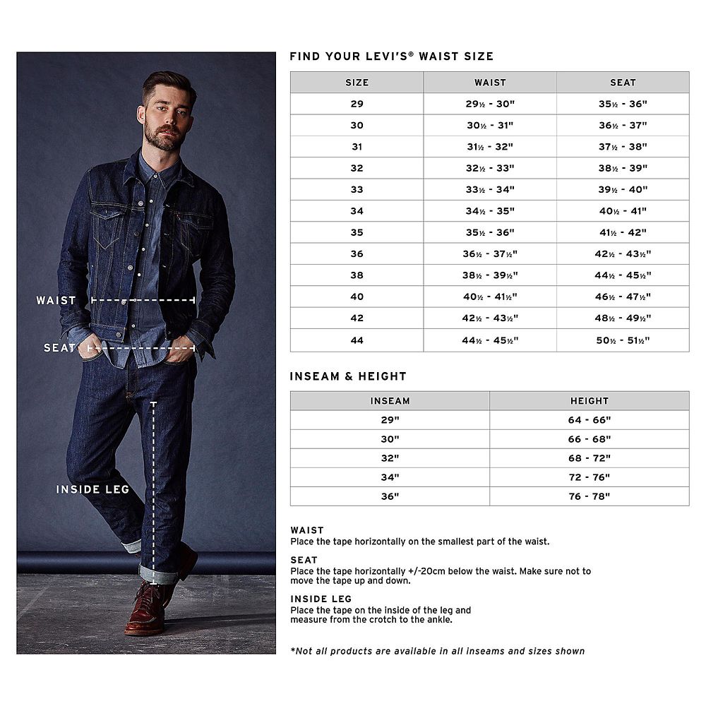 levis 511 size guide