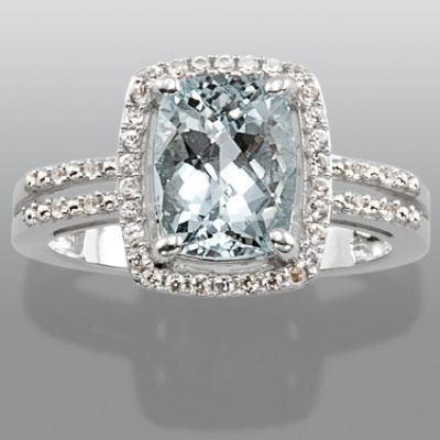 Aquamarine & Lab Created White Sapphire Ring | Shop Your Way: Online ...