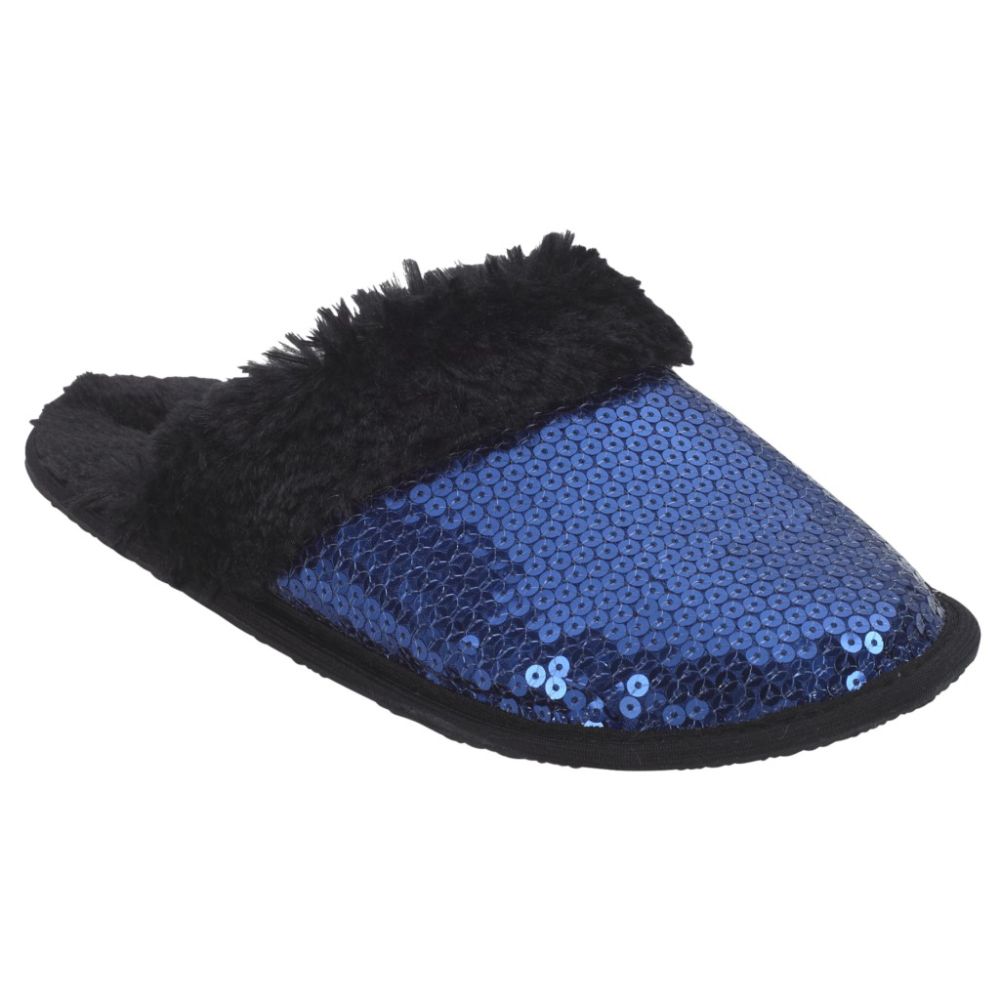 Women S Braelyn Sequin Scuff Slipper   Navy from Kmart 