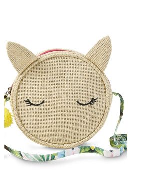 Girls' Round Straw Purse - Tropical/Deer