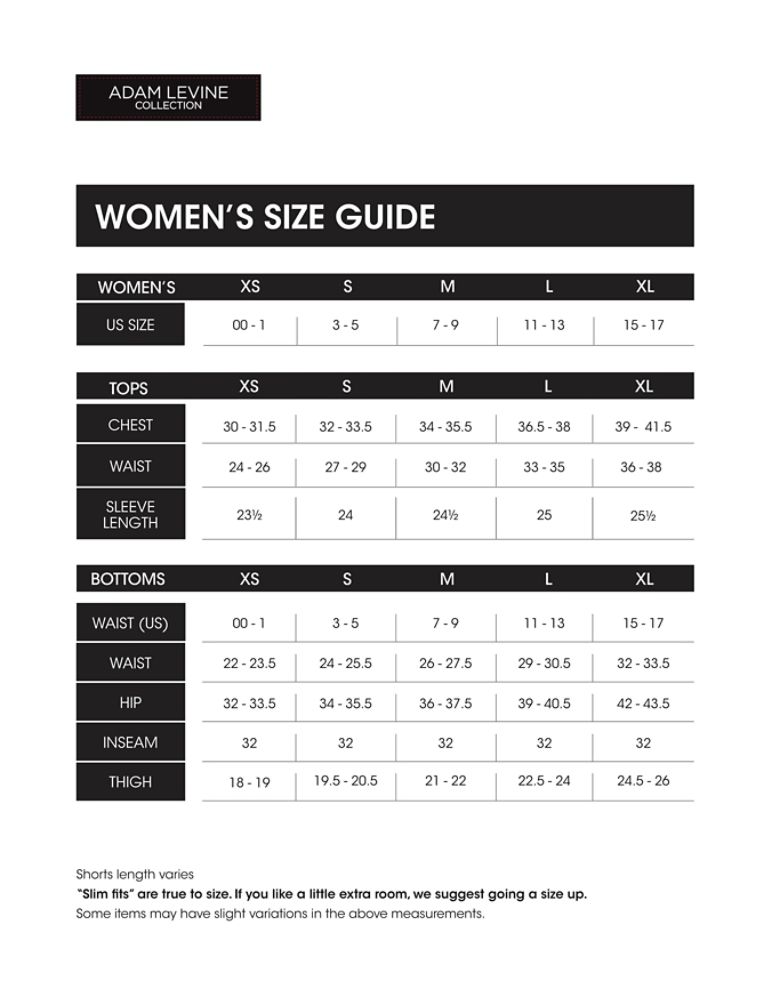 W Size Chart