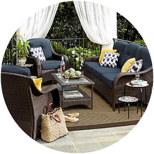 BTMWAY Outdoor Conversation Set, 4-Piece Rattan Wicker Patio Furniture Sofa  Set, Outdoor Deck Patio Backyard Porch Lawn Bistro Chair Sets, with Storage  Box & Side Table & Cushions, Gray, R475 - Walmart.com